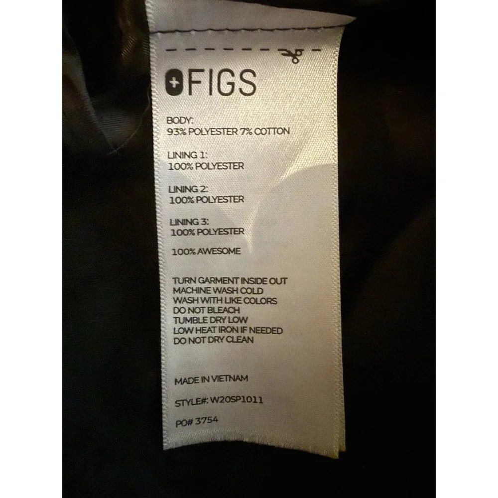 figs jacket women lab coat Pockets Button Up Black XL